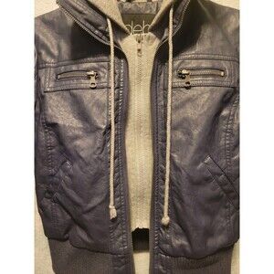 Faux Leather Jacket Hoodie S Layer Gray Navy Women Bella Eclipse Twilight Coat